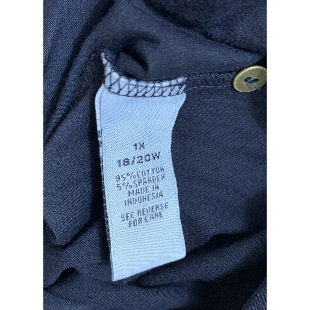 Catherine’s Knit Top 1X Black 3/4 Sleeve Embellished V-Neck Tunic